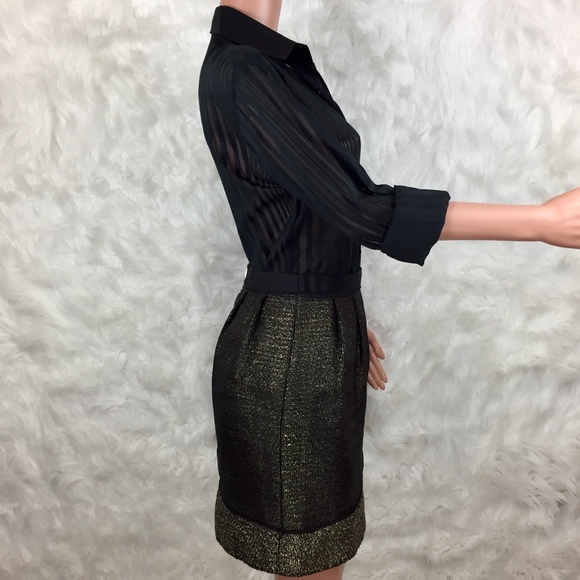 Ann Taylor Loft Gold Tweed Taffeta Overlay Skirt - Picture 4 of 8